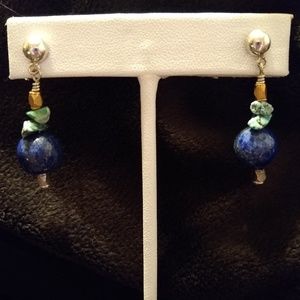 Authentic Turquoise & Lapis earrings w/ GF posts